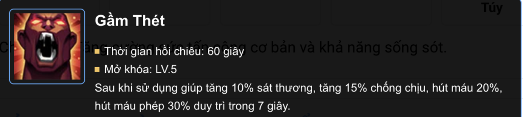 Gầm thét giúp tăng 10% sát thương